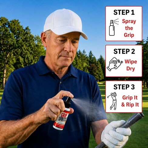 Grip Spritz - Golf Grip Cleaner & Restorer Spray 3-in-1 Clean, Rejuvenate, & Preserve Tackiness - Remove Oil & Dirt to Enhance Club Feel, Control, & Accuracy - Golf Bag Accessory — USGA Approved in Kuwait