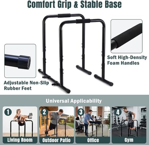 OLIXIS Dip Bar, Adjustable Heavy Duty Dip Bar Station with Soft High-Density Foam Handles, Stabilizer Parallel Parallette Bar Fitness Equipment for Home, Gym, Patio, Office in Kuwait