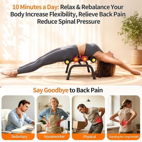 Mini Inversion Table with Rollers, Back Extension Machine for Back Pain Relief, Easy to Assemble & 297LBS Weight Capacity, Spinal Decompression Table for Home Gym in Kuwait