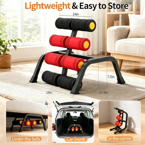 Mini Inversion Table with Rollers, Back Extension Machine for Back Pain Relief, Easy to Assemble & 297LBS Weight Capacity, Spinal Decompression Table for Home Gym in Kuwait