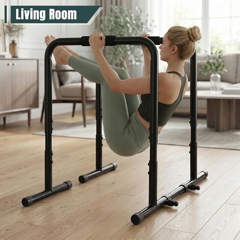 OLIXIS Dip Bar, Adjustable Heavy Duty Dip Bar Station with Soft High-Density Foam Handles, Stabilizer Parallel Parallette Bar Fitness Equipment for Home, Gym, Patio, Office in Kuwait