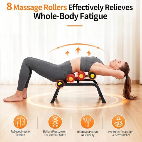 Mini Inversion Table with Rollers, Back Extension Machine for Back Pain Relief, Easy to Assemble & 297LBS Weight Capacity, Spinal Decompression Table for Home Gym in Kuwait