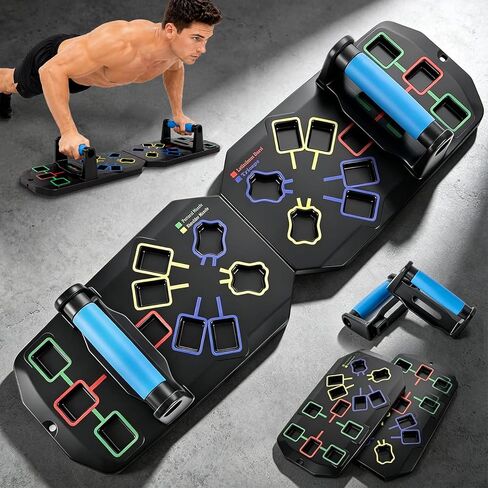 Push Up Board 20-In-1 Workout Equipment, Pushup Board with Handles, Puzzle-Style Snap Design with Square Slots, Home Gym Fitness Equipment for Chest, Shoulders, Back & Triceps, Men and Women in Kuwait
