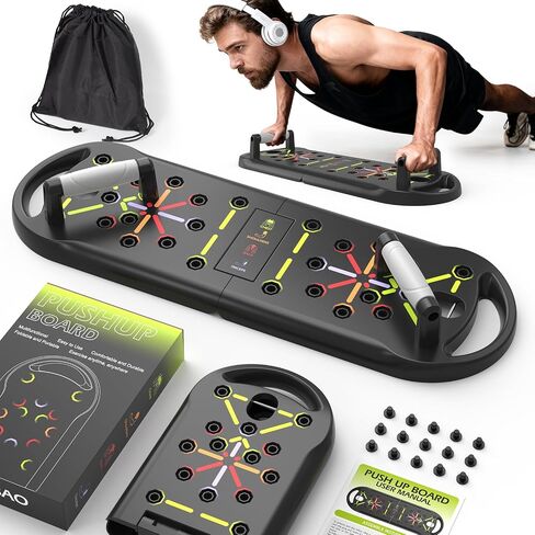 JLoibao Push Up Board Fitness, Portable Pushup Board for Men, Foldable Push up Bar, Workout Home Gym Equipment, 20 in 1 Exercise Pushup Handles for Floor, Strength Training Equipment for Men in Kuwait