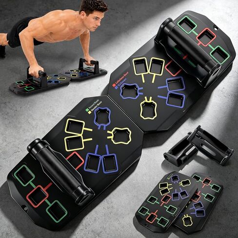 Push Up Board 20-In-1 Workout Equipment, Pushup Board with Handles, Puzzle-Style Snap Design with Square Slots, Home Gym Fitness Equipment for Chest, Shoulders, Back & Triceps, Men and Women in Kuwait