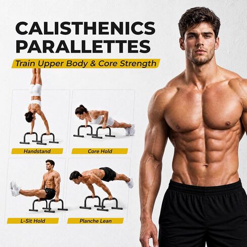 Push Up Bars, Adjustable 10–12.5 Inch Parallettes Bars for Calisthenics, Heavy Duty 880 LBS Parallel Dip Bars with Foam Handles & Non-Slip Rubber Feet, No Wobble Handstand L-Sit Stands for Home Gym in Kuwait