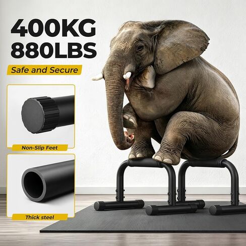 Push Up Bars, Adjustable 10–12.5 Inch Parallettes Bars for Calisthenics, Heavy Duty 880 LBS Parallel Dip Bars with Foam Handles & Non-Slip Rubber Feet, No Wobble Handstand L-Sit Stands for Home Gym in Kuwait