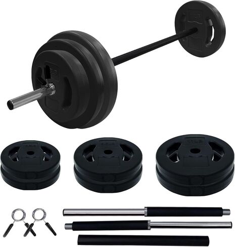 Adjustable Barbell Set for Home Workout,Barbell Weight Set for Lifting,Strength Building,Round,Black in Kuwait