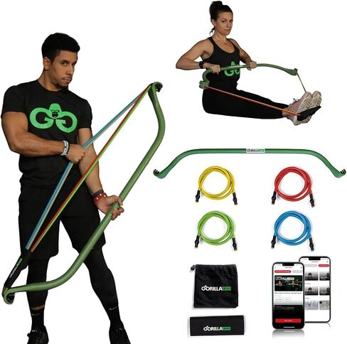 نظام صالة الألعاب الرياضية المنزلي المحمول الكل في واحد من Gorilla Bow الأصلي، شريط شريط مقاومة بدرجة احترافية لتدريب القوة، تدريبات HIIT وكامل الجسم، نظام تدريب المقاومة للمنزل والسفر والخارج in Kuwait