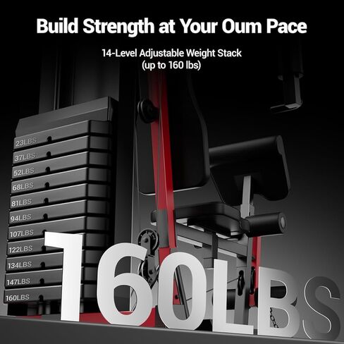 Home Gym System with 160LB Weight Stack, Multifunctional All-in-One Workout Station, Full Body Strength Training System in Kuwait