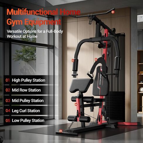 Home Gym System with 160LB Weight Stack, Multifunctional All-in-One Workout Station, Full Body Strength Training System in Kuwait