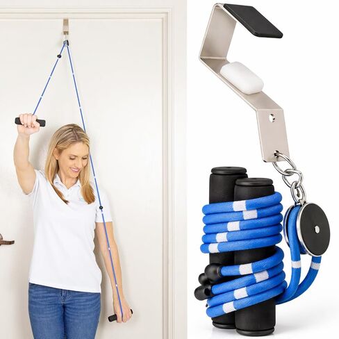 Vive Shoulder Pulley for Physical Therapy - Rotator Cuff Pain Pulley System - Over Door Rehab Exerciser - with Durable Metal Pulley & Comfortable Padded Handles in Kuwait