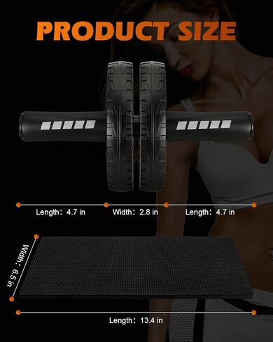 Upgraded Ab Roller Wheel, Abdominal Core Workout Equipment for Home Gym with Knee Pad, Full Body Strength Training Fitness Tool for Men and Women in Kuwait