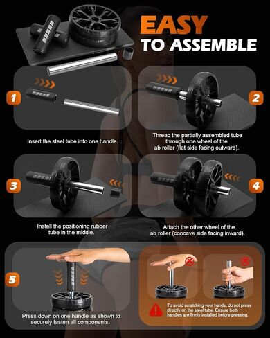 Upgraded Ab Roller Wheel, Abdominal Core Workout Equipment for Home Gym with Knee Pad, Full Body Strength Training Fitness Tool for Men and Women in Kuwait