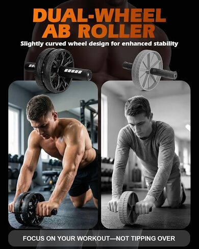 Upgraded Ab Roller Wheel, Abdominal Core Workout Equipment for Home Gym with Knee Pad, Full Body Strength Training Fitness Tool for Men and Women in Kuwait