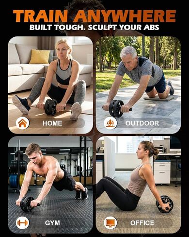 Upgraded Ab Roller Wheel, Abdominal Core Workout Equipment for Home Gym with Knee Pad, Full Body Strength Training Fitness Tool for Men and Women in Kuwait