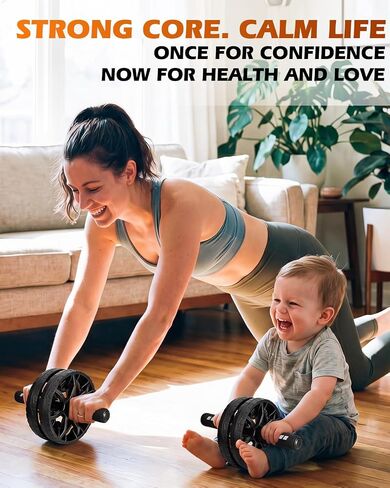 Upgraded Ab Roller Wheel, Abdominal Core Workout Equipment for Home Gym with Knee Pad, Full Body Strength Training Fitness Tool for Men and Women in Kuwait