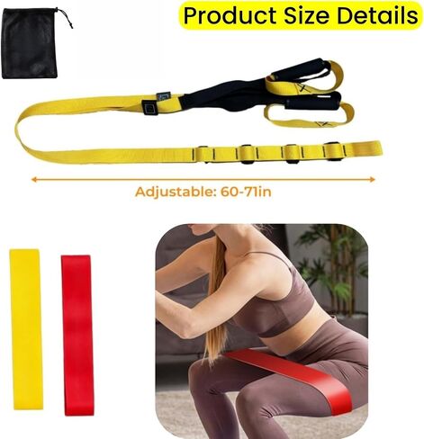 Home Resistance Training Kit, Suspension Trainer Straps with Adjustable Extension Door Anchor, Carry Bag and 2pcs Bands-Strength Training Equipment for Full Body Bodyweight Workouts at Home or Outdoors in Kuwait