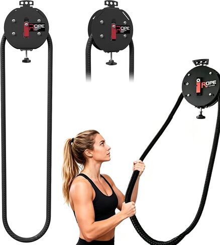 Endless Rope Trainer, Adjustable Resistance(11-66 lbs) Rope Pulley System for Strength, Upper Body, Portable Suspension Infinite Line Trainer Equipment for Home Gym Workouts in Kuwait
