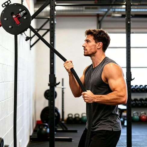 Endless Rope Trainer, Adjustable Resistance(11-66 lbs) Rope Pulley System for Strength, Upper Body, Portable Suspension Infinite Line Trainer Equipment for Home Gym Workouts in Kuwait