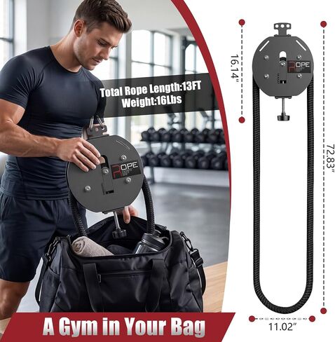 Endless Rope Trainer, Portable Endless Rope Machine for Home Gym Travel, 13FT Continuous Loop,0–66LBS Knob-Adjustable Resistance, Full Body Workout for Back, Arms, Chest, Shoulders, Core in Kuwait
