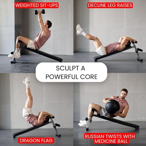 Finer Form Gym-Quality Adjustable Sit Up Ab Bench & Decline Weight Bench for Home Gym Strength Training. in Kuwait