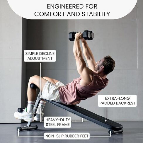 Finer Form Gym-Quality Adjustable Sit Up Ab Bench & Decline Weight Bench for Home Gym Strength Training. in Kuwait