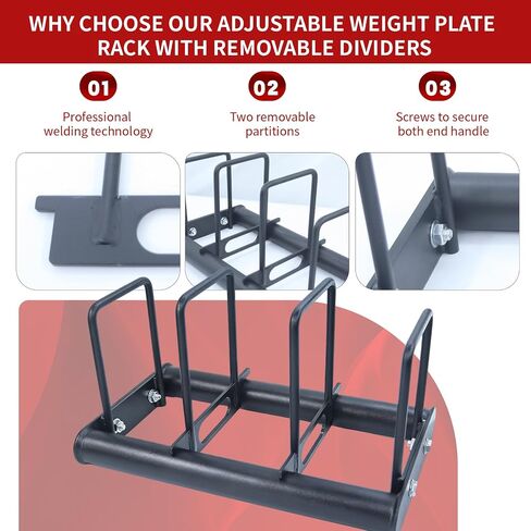 Weight Rack with Dividers 660 LBS Capacity Olympic Weight Plate Rack for Home Gym Freestanding Dumbbell Organizer with 3-Section Spacing for Thin & Thick Plates in Kuwait