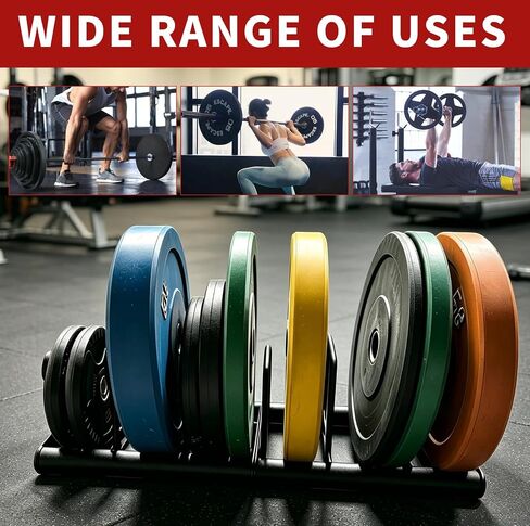 Weight Rack with Dividers 660 LBS Capacity Olympic Weight Plate Rack for Home Gym Freestanding Dumbbell Organizer with 3-Section Spacing for Thin & Thick Plates in Kuwait