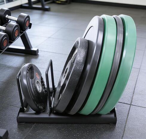 Weight Rack with Dividers 660 LBS Capacity Olympic Weight Plate Rack for Home Gym Freestanding Dumbbell Organizer with 3-Section Spacing for Thin & Thick Plates in Kuwait