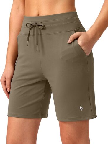 SANTINY Women's 7'' Athletic Long Shorts with Pockets High Waisted Running Workout Bermuda Shorts for Women Walking Casual in Saudi Arabia