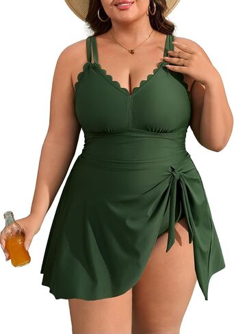 Charmo Plus Size Swimsuit for Women Swim Dress Scalloped One Piece Tummy Control Bathing Suit Ruched Swim Suits 2026 in Kuwait