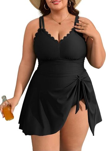 Charmo Plus Size Swimsuit for Women Swim Dress Scalloped One Piece Tummy Control Bathing Suit Ruched Swim Suits 2026 in Kuwait