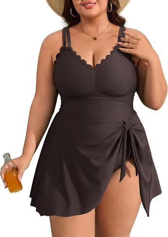 Charmo Plus Size Swimsuit for Women Swim Dress Scalloped One Piece Tummy Control Bathing Suit Ruched Swim Suits 2026 in Kuwait