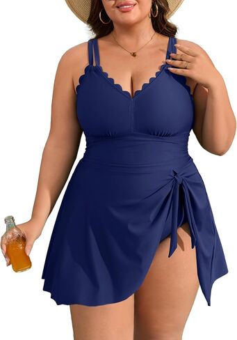 Charmo Plus Size Swimsuit for Women Swim Dress Scalloped One Piece Tummy Control Bathing Suit Ruched Swim Suits 2026 in Kuwait