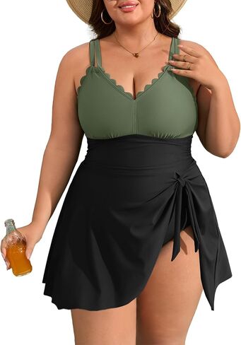 Charmo Plus Size Swimsuit for Women Swim Dress Scalloped One Piece Tummy Control Bathing Suit Ruched Swim Suits 2026 in Kuwait
