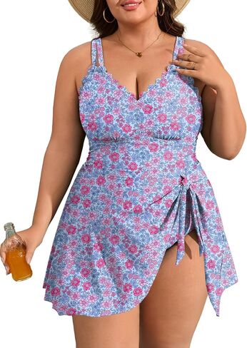 Charmo Plus Size Swimsuit for Women Swim Dress Scalloped One Piece Tummy Control Bathing Suit Ruched Swim Suits 2026 in Kuwait