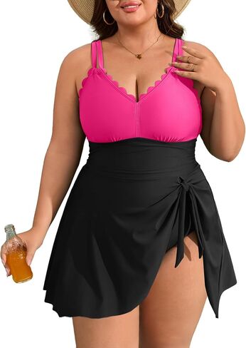 Charmo Plus Size Swimsuit for Women Swim Dress Scalloped One Piece Tummy Control Bathing Suit Ruched Swim Suits 2026 in Kuwait