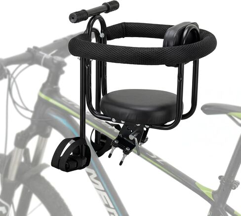 Toddler Bike Seat Front Mounted,Child Bicycle Saddle for Adult Bike,Kids Bike Seats for Mountain/Road/Cruiser Bikes, Kid Front Carrier,Full Guardrail,Safe & Comfortable for Baby 1-4 Yrs,Max Load 55lbs in Saudi Arabia