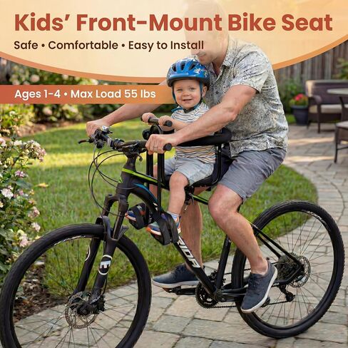Toddler Bike Seat Front Mounted,Child Bicycle Saddle for Adult Bike,Kids Bike Seats for Mountain/Road/Cruiser Bikes, Kid Front Carrier,Full Guardrail,Safe & Comfortable for Baby 1-4 Yrs,Max Load 55lbs in Saudi Arabia