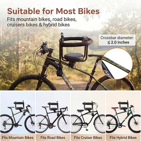 Toddler Bike Seat Front Mounted,Child Bicycle Saddle for Adult Bike,Kids Bike Seats for Mountain/Road/Cruiser Bikes, Kid Front Carrier,Full Guardrail,Safe & Comfortable for Baby 1-4 Yrs,Max Load 55lbs in Saudi Arabia