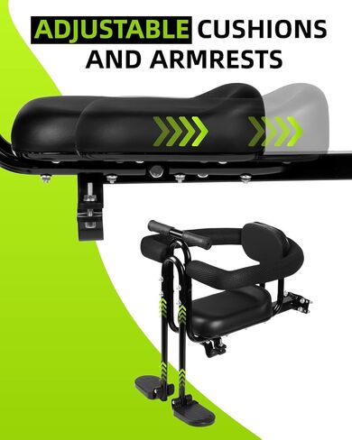 Zacro Kids Bike Seat Front Mounted with Handlebar & Guardrail, Child Bike Seat with Foot Pedals, Adjustable Toddler Bicycle Seats for Children 2–5 Years Compatible with All Adult MTB in Kuwait