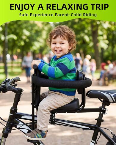 Zacro Kids Bike Seat Front Mounted with Handlebar & Guardrail, Child Bike Seat with Foot Pedals, Adjustable Toddler Bicycle Seats for Children 2–5 Years Compatible with All Adult MTB in Kuwait