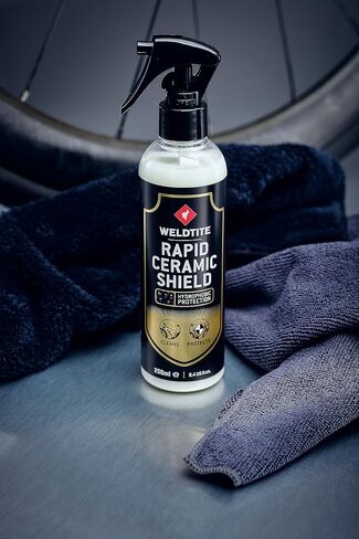 WELDTITE Rapid Ceramic Shield Bike Polish Kit - Includes 8.45 Fl oz Rapid Ceramic Shield Spray & 2 Microfiber Cloths in Kuwait