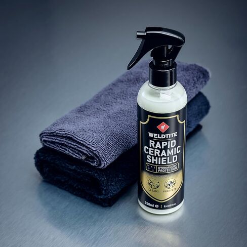 WELDTITE Rapid Ceramic Shield Bike Polish Kit - Includes 8.45 Fl oz Rapid Ceramic Shield Spray & 2 Microfiber Cloths in Kuwait