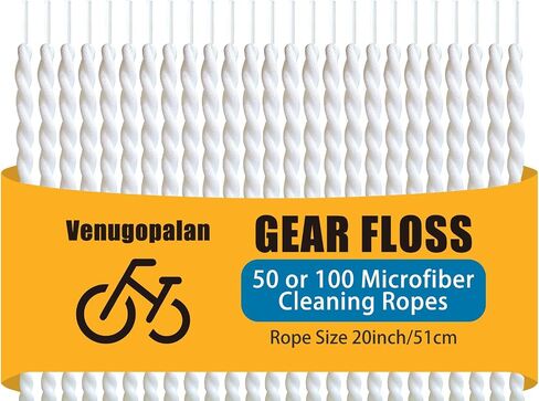 Gear Floss Microfiber Cleaning Rope, Narrow Gap Cleaner for Bicycle Motorcycle Chain, Bike Hubs, Brakes, Cassette, 3D Printer Lead Screw & Hard-to-Reach Parts, Washable Dirt Removal Tool (50) in Kuwait