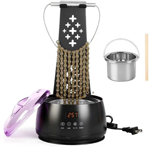 Bicycle Chain Wax Melting System (19oz), Includes Chain Cleaning Machine and Cooling Rack. Precise Temperature Control for Rapid Melting, Professional Cleaning and Waxing Tools in Kuwait