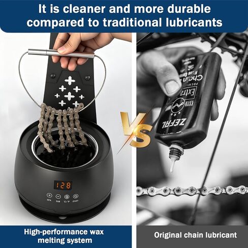 Bicycle Chain Wax Melting System (19oz), Includes Chain Cleaning Machine and Cooling Rack. Precise Temperature Control for Rapid Melting, Professional Cleaning and Waxing Tools in Kuwait