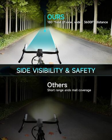 2026 Upgrade 6800Lumen Bike Light for Night Riding,Super Bright 6 LED Headlight,Aluminum 10 Mode Rechargeable Bicycle Light Front and Rear,360°Rotatable Brackt,Waterproof,Runtime 72 hr,Road Shockproof in Kuwait