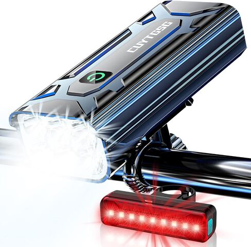 2026 Upgrade 6800Lumen Bike Light for Night Riding,Super Bright 6 LED Headlight,Aluminum 10 Mode Rechargeable Bicycle Light Front and Rear,360°Rotatable Brackt,Waterproof,Runtime 72 hr,Road Shockproof in Kuwait